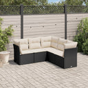 vidaXL 5-delige Loungeset met kussens poly rattan zwart