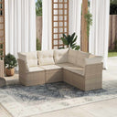 vidaXL 5-delige Loungeset met kussens poly rattan zwart