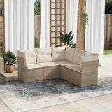 vidaXL 5-delige Loungeset met kussens poly rattan zwart