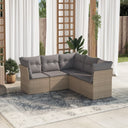 vidaXL 5-delige Loungeset met kussens poly rattan zwart