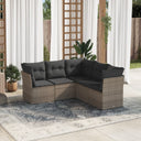 vidaXL 5-delige Loungeset met kussens poly rattan zwart