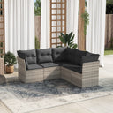 vidaXL 5-delige Loungeset met kussens poly rattan zwart