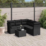 vidaXL 5-delige Loungeset met kussens poly rattan zwart