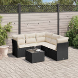 vidaXL 5-delige Loungeset met kussens poly rattan zwart