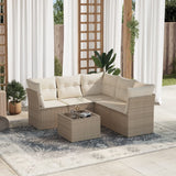 vidaXL 5-delige Loungeset met kussens poly rattan zwart