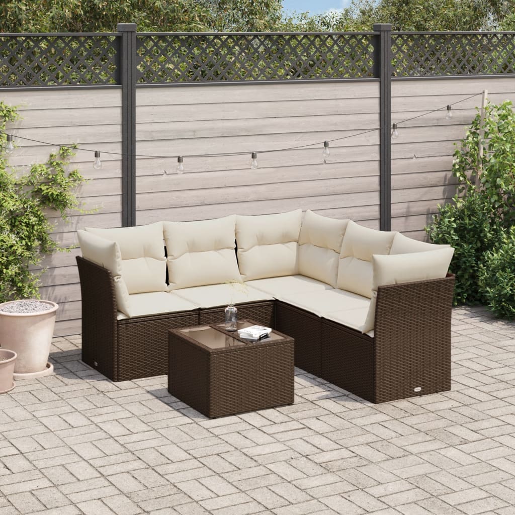 vidaXL 5-delige Loungeset met kussens poly rattan zwart