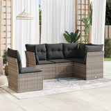 vidaXL 5-delige Loungeset met kussens poly rattan zwart
