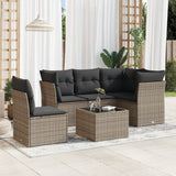vidaXL 5-delige Loungeset met kussens poly rattan zwart