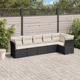 vidaXL 6-delige Loungeset met kussens poly rattan zwart