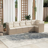 vidaXL 6-delige Loungeset met kussens poly rattan zwart