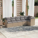 vidaXL 6-delige Loungeset met kussens poly rattan zwart