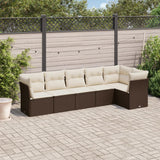 vidaXL 6-delige Loungeset met kussens poly rattan zwart