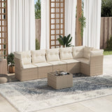 vidaXL 6-delige Loungeset met kussens poly rattan zwart