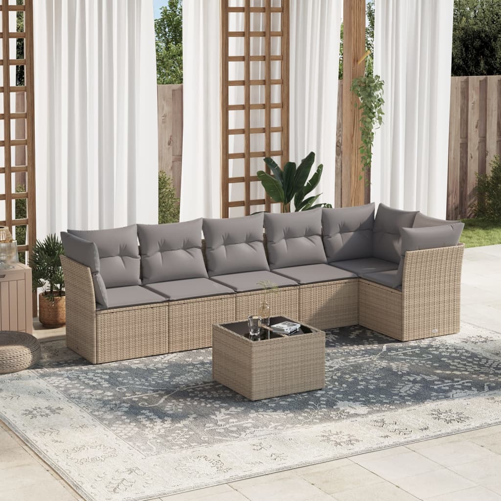 vidaXL 6-delige Loungeset met kussens poly rattan zwart