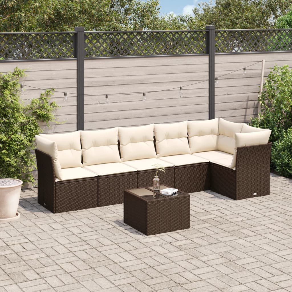 vidaXL 6-delige Loungeset met kussens poly rattan zwart