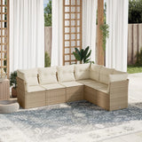 vidaXL 6-delige Loungeset met kussens poly rattan zwart