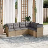 vidaXL 6-delige Loungeset met kussens poly rattan zwart