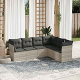 vidaXL 6-delige Loungeset met kussens poly rattan zwart