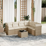 vidaXL 6-delige Loungeset met kussens poly rattan zwart