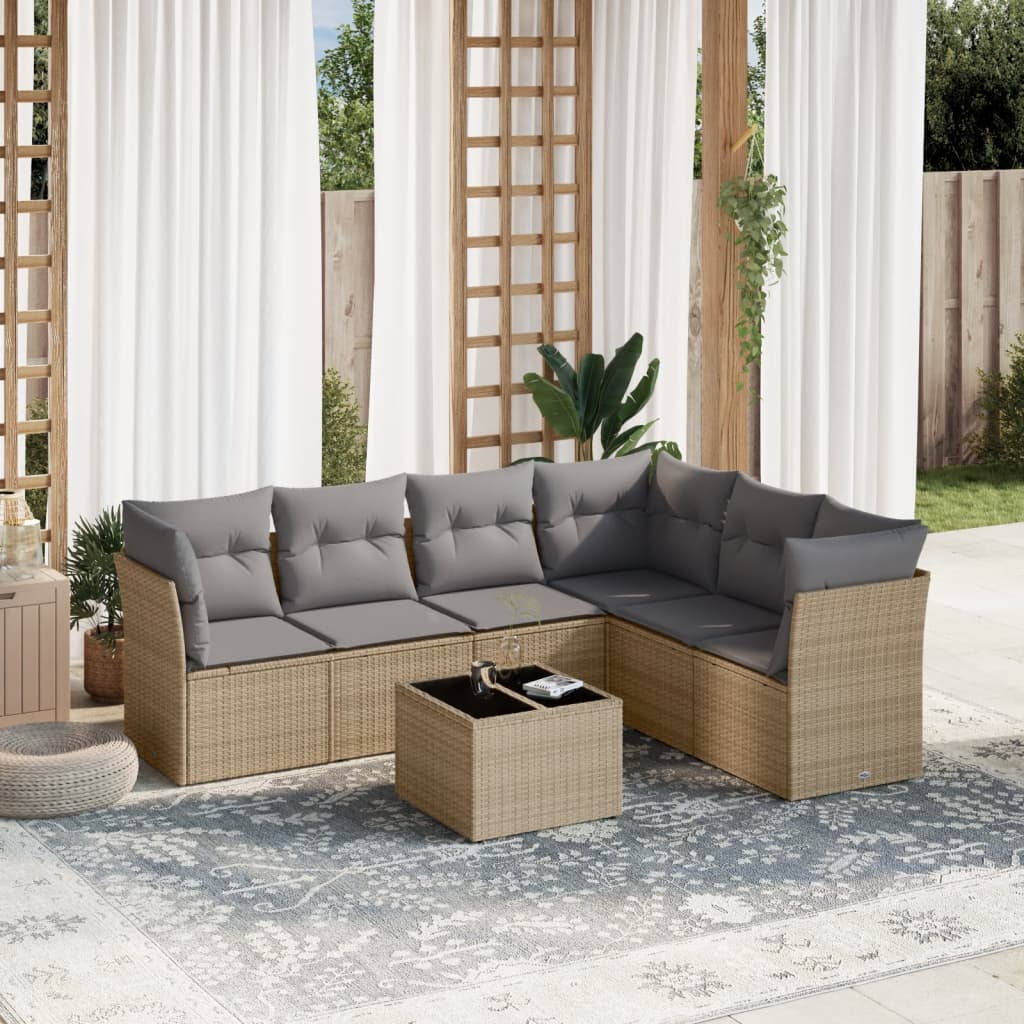 vidaXL 6-delige Loungeset met kussens poly rattan zwart