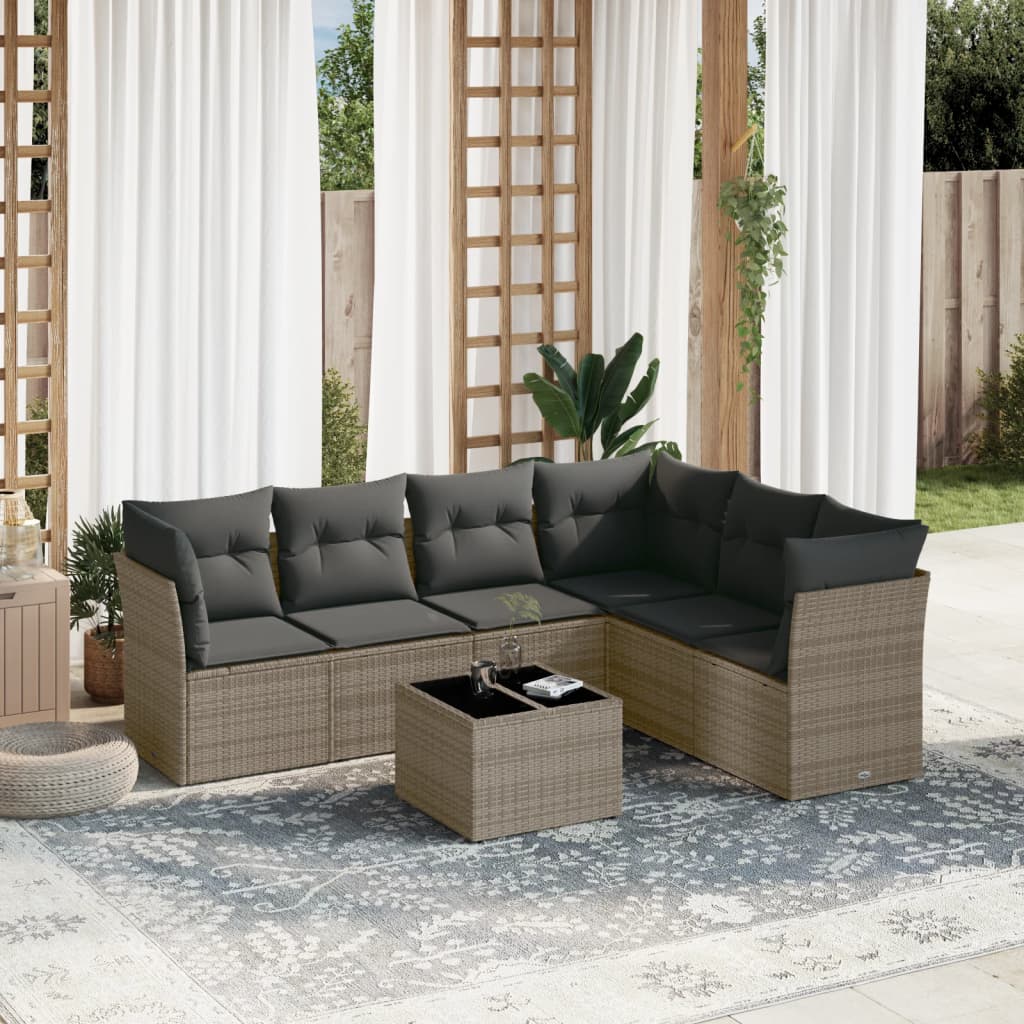 vidaXL 6-delige Loungeset met kussens poly rattan zwart