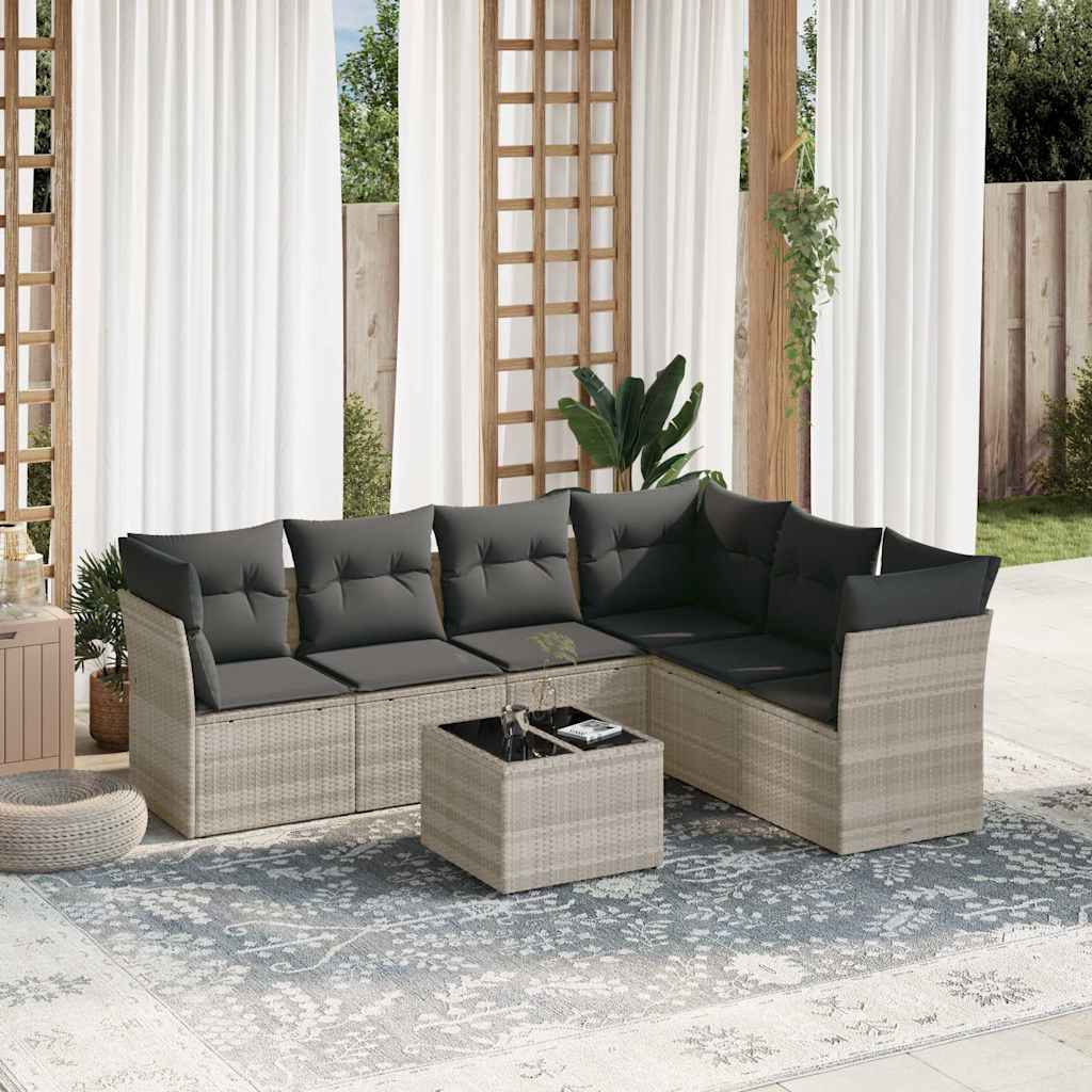 vidaXL 6-delige Loungeset met kussens poly rattan zwart