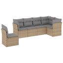 vidaXL 6-delige Loungeset met kussens poly rattan zwart