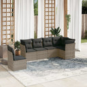 vidaXL 6-delige Loungeset met kussens poly rattan zwart
