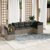vidaXL 6-delige Loungeset met kussens poly rattan zwart