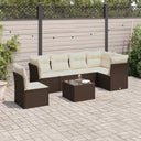 vidaXL 6-delige Loungeset met kussens poly rattan zwart