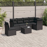 vidaXL 6-delige Loungeset met kussens poly rattan zwart