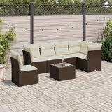 vidaXL 6-delige Loungeset met kussens poly rattan zwart