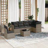 vidaXL 6-delige Loungeset met kussens poly rattan zwart