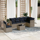 vidaXL 6-Piece Garden Sofa Set with Cushions, Grey Poly Rattan