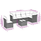 vidaXL 6-Piece Garden Sofa Set with Cushions, Grey Poly Rattan