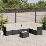 vidaXL 7-delige Loungeset met kussens poly rattan zwart