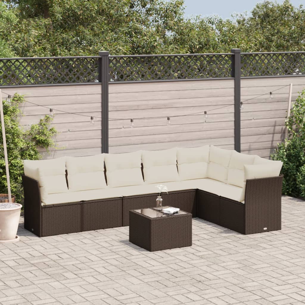 vidaXL 7-delige Loungeset met kussens poly rattan zwart