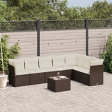 vidaXL 7-delige Loungeset met kussens poly rattan zwart