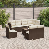 vidaXL 8-delige Loungeset met kussens poly rattan zwart