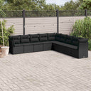 vidaXL 9-delige Loungeset met kussens poly rattan zwart