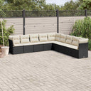 vidaXL 9-delige Loungeset met kussens poly rattan zwart