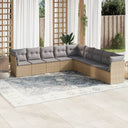 vidaXL 9-delige Loungeset met kussens poly rattan zwart