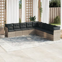 vidaXL 9-delige Loungeset met kussens poly rattan zwart