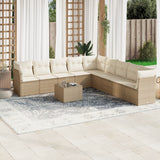 vidaXL 9-delige Loungeset met kussens poly rattan zwart