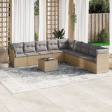 vidaXL 9-delige Loungeset met kussens poly rattan zwart
