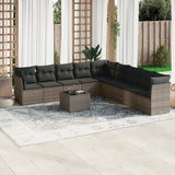 vidaXL 9-delige Loungeset met kussens poly rattan zwart