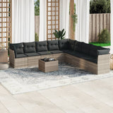 vidaXL 9-delige Loungeset met kussens poly rattan zwart
