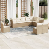 vidaXL 10-delige Loungeset met kussens poly rattan zwart