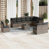 vidaXL 10-delige Loungeset met kussens poly rattan zwart