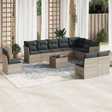 vidaXL 10-delige Loungeset met kussens poly rattan zwart